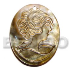 Oval blacklip lady carving Oval blacklip lady carving