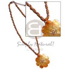 Orange leather thong in metal Orange leather thong in metal