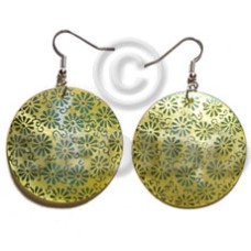 Dangling 35mm round handpainted embossed hammershell
