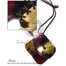 Leather thong black tab brown