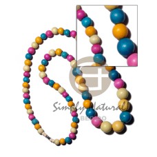Multicolored graduated natural wood beads